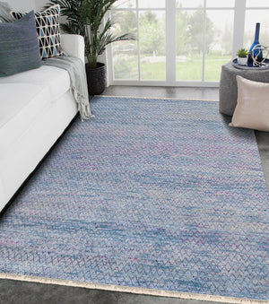 Durva Wool & Silk SC-30B Teal Rug
