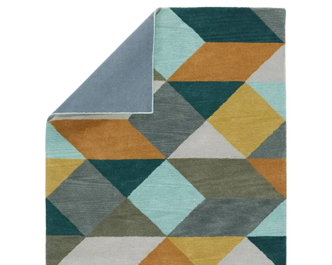 En Casa By Luli Sanchez Tufted LST16 Ojo Gold / Teal Rug