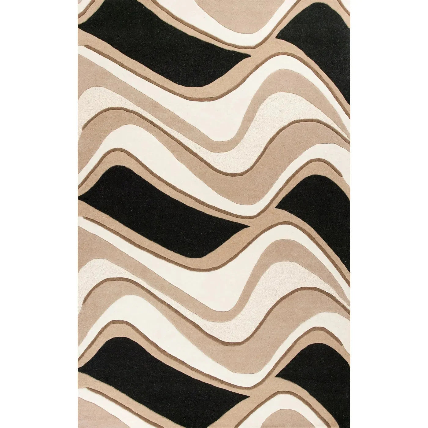 Eternity 1071 Waves Black/Beige Rug