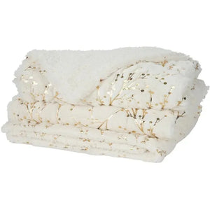 Faux Fur SN107 Ivory Gold Throw Blanket