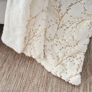 Faux Fur SN107 Ivory Gold Throw Blanket