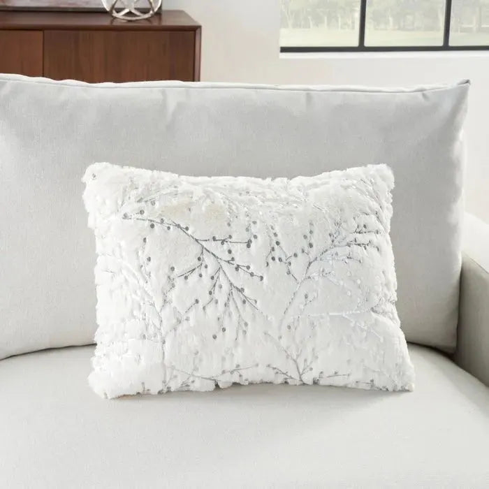 Faux Fur SN107 Ivory/Silver Pillow