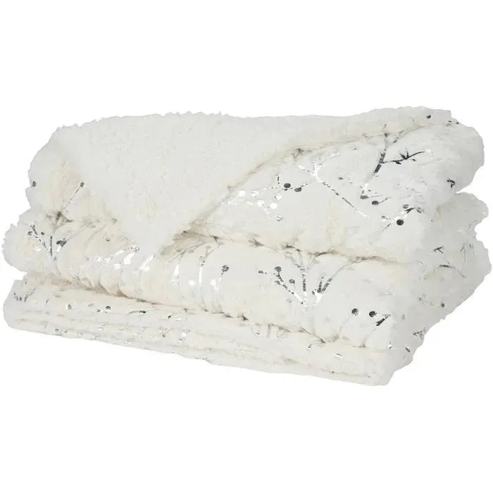 Faux Fur SN107 Ivory/Silver Throw Blanket