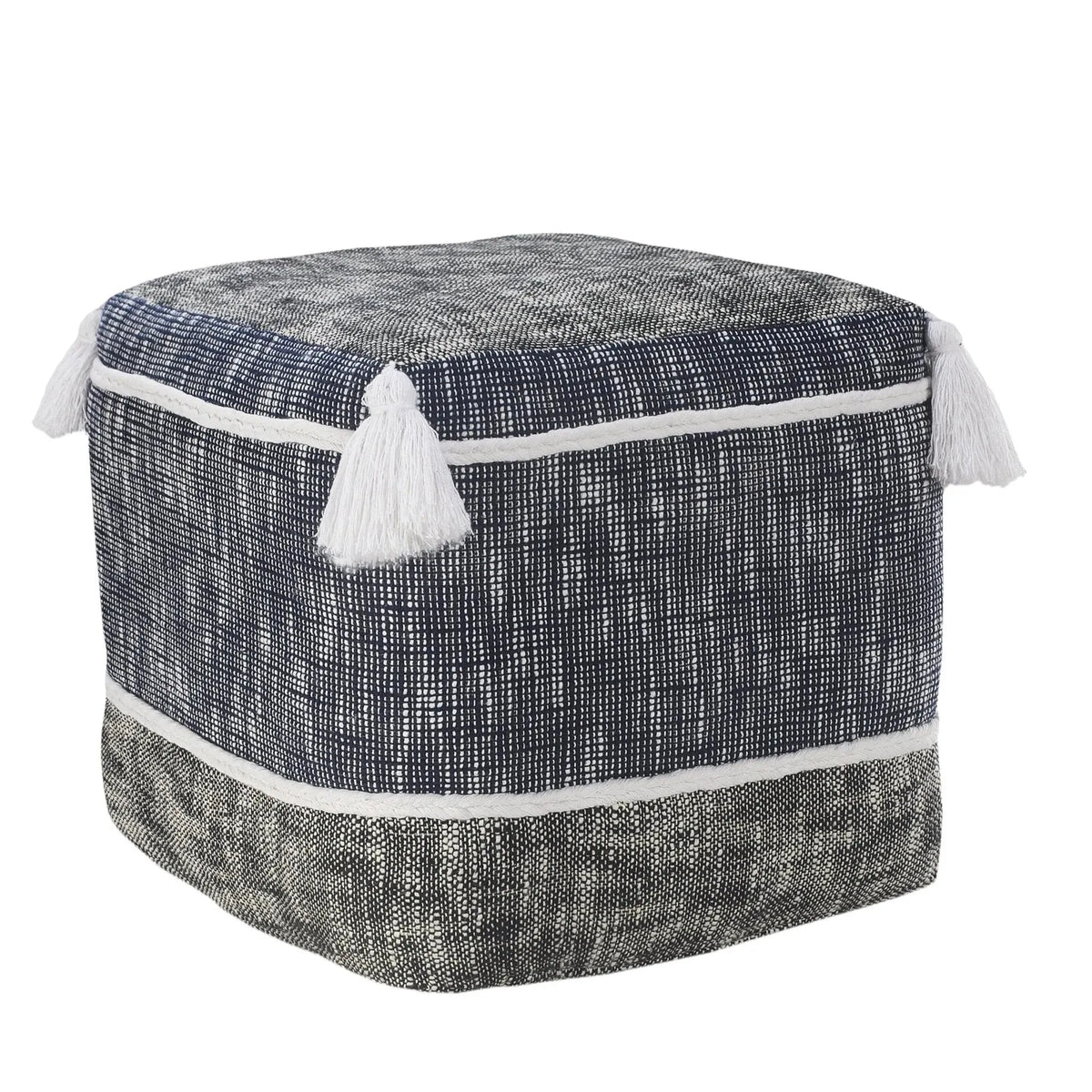 Flat Weave Lr34020 Blue/Navy Pouf
