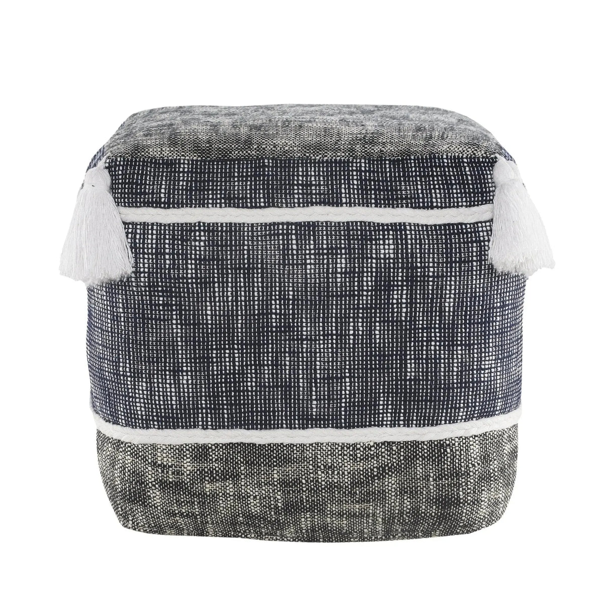 Flat Weave Lr34020 Blue/Navy Pouf