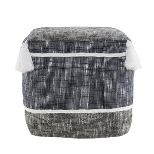 Flat Weave Lr34020 Blue/Navy Pouf