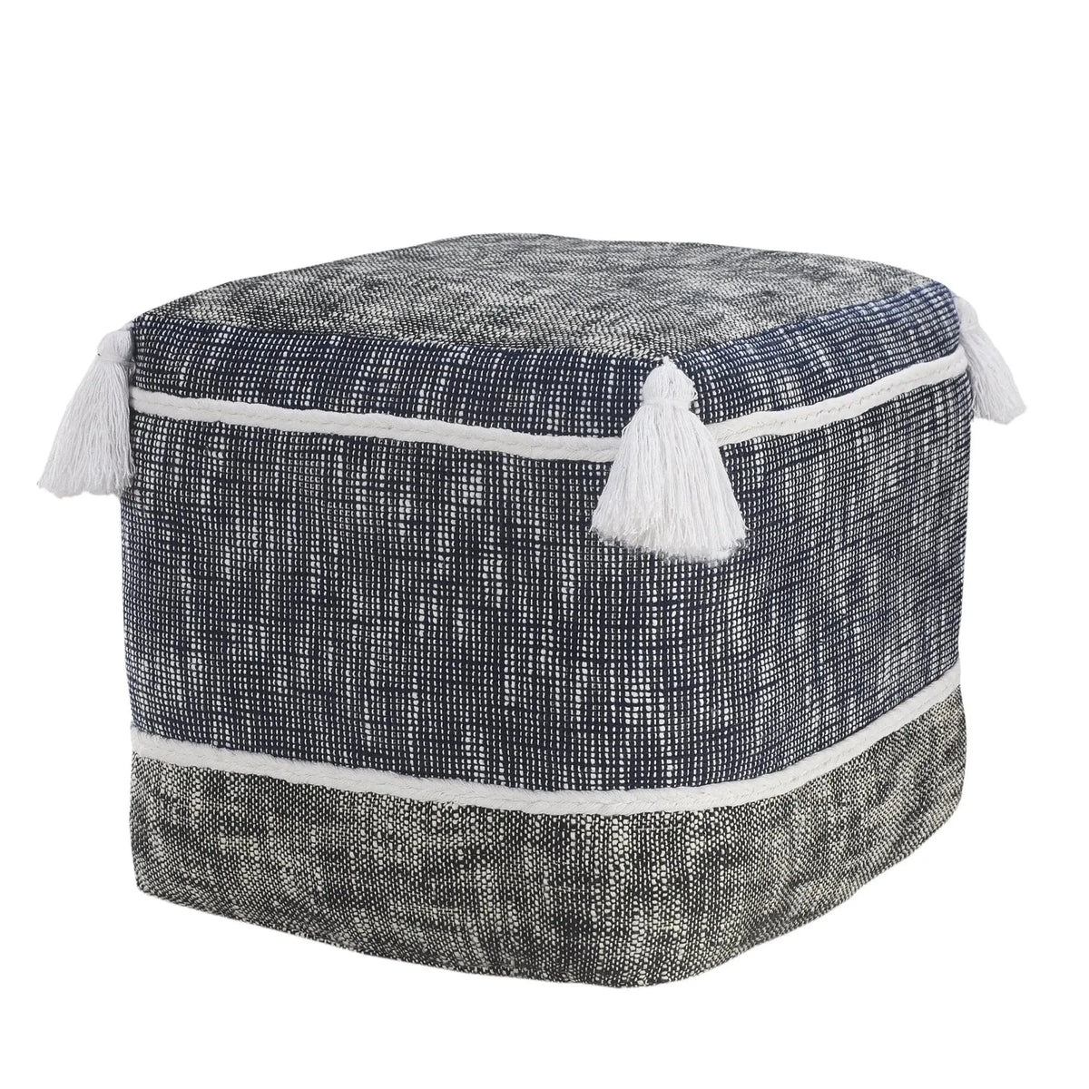 Flat Weave Lr34020 Blue/Navy Pouf