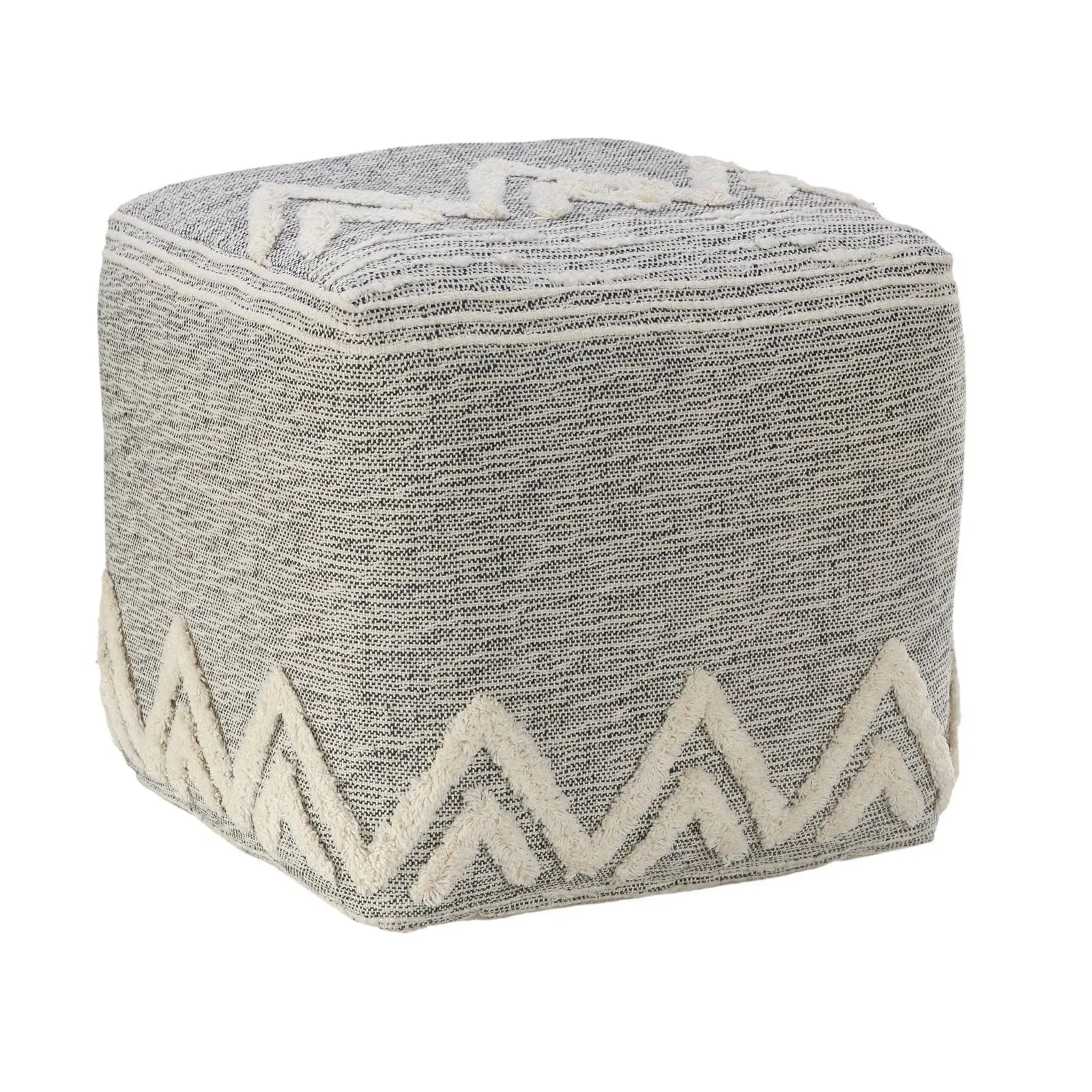 Flat Weave Lr34021 Gray/White Pouf