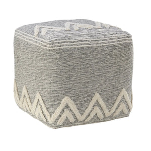 Flat Weave Lr34021 Gray/White Pouf