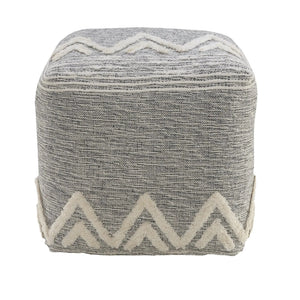 Flat Weave Lr34021 Gray/White Pouf