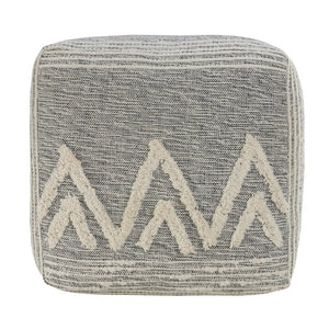 Flat Weave Lr34021 Gray/White Pouf