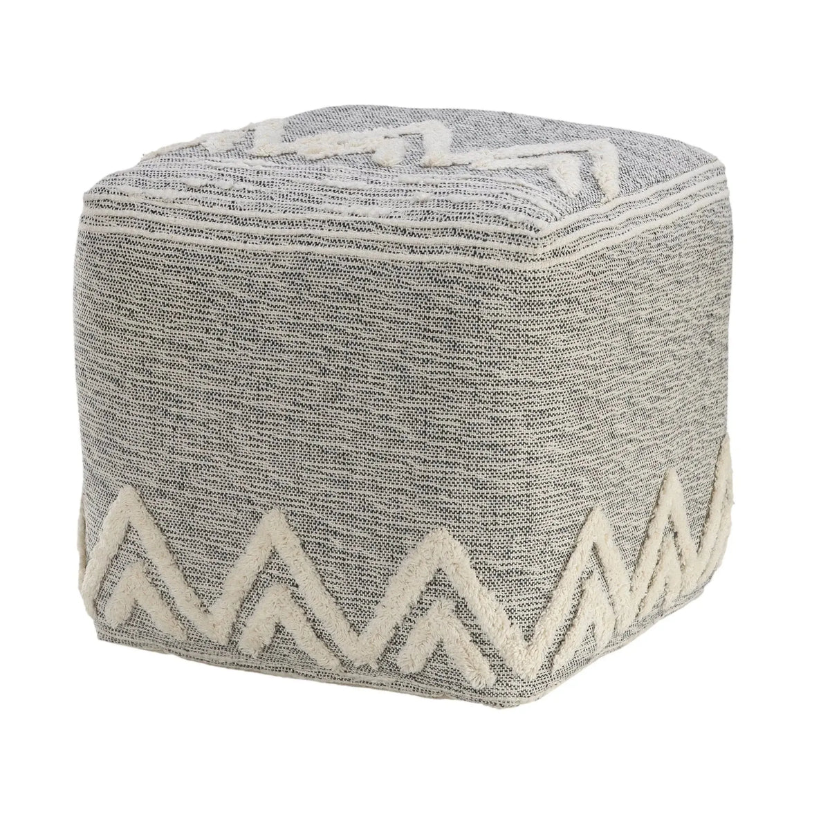 Flat Weave Lr34021 Gray/White Pouf