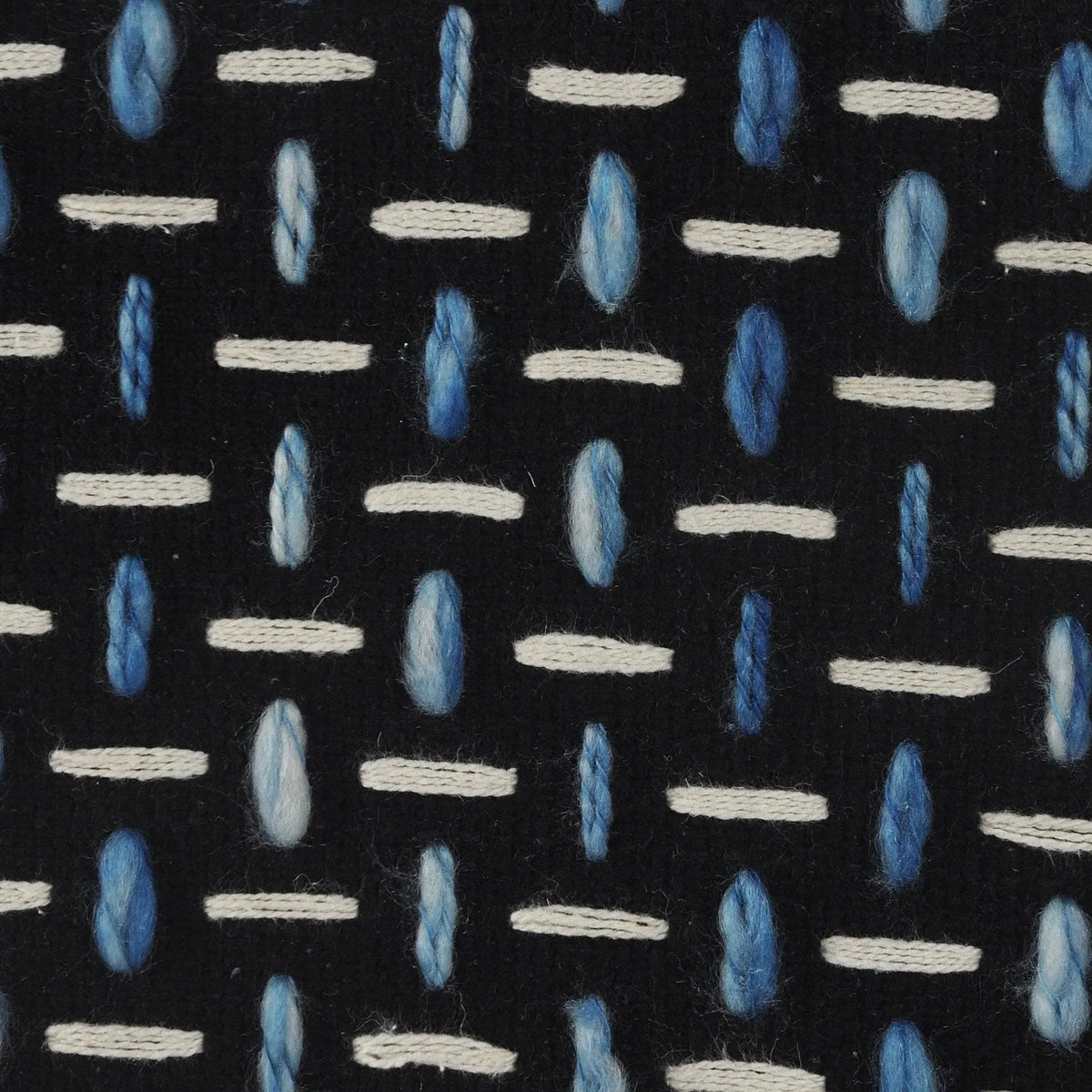 Flat Weave Lr34022 Black/Blue Pouf