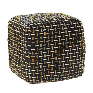 Flat Weave Lr34023 Black/Gold Pouf