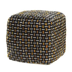 Flat Weave Lr34023 Black/Gold Pouf