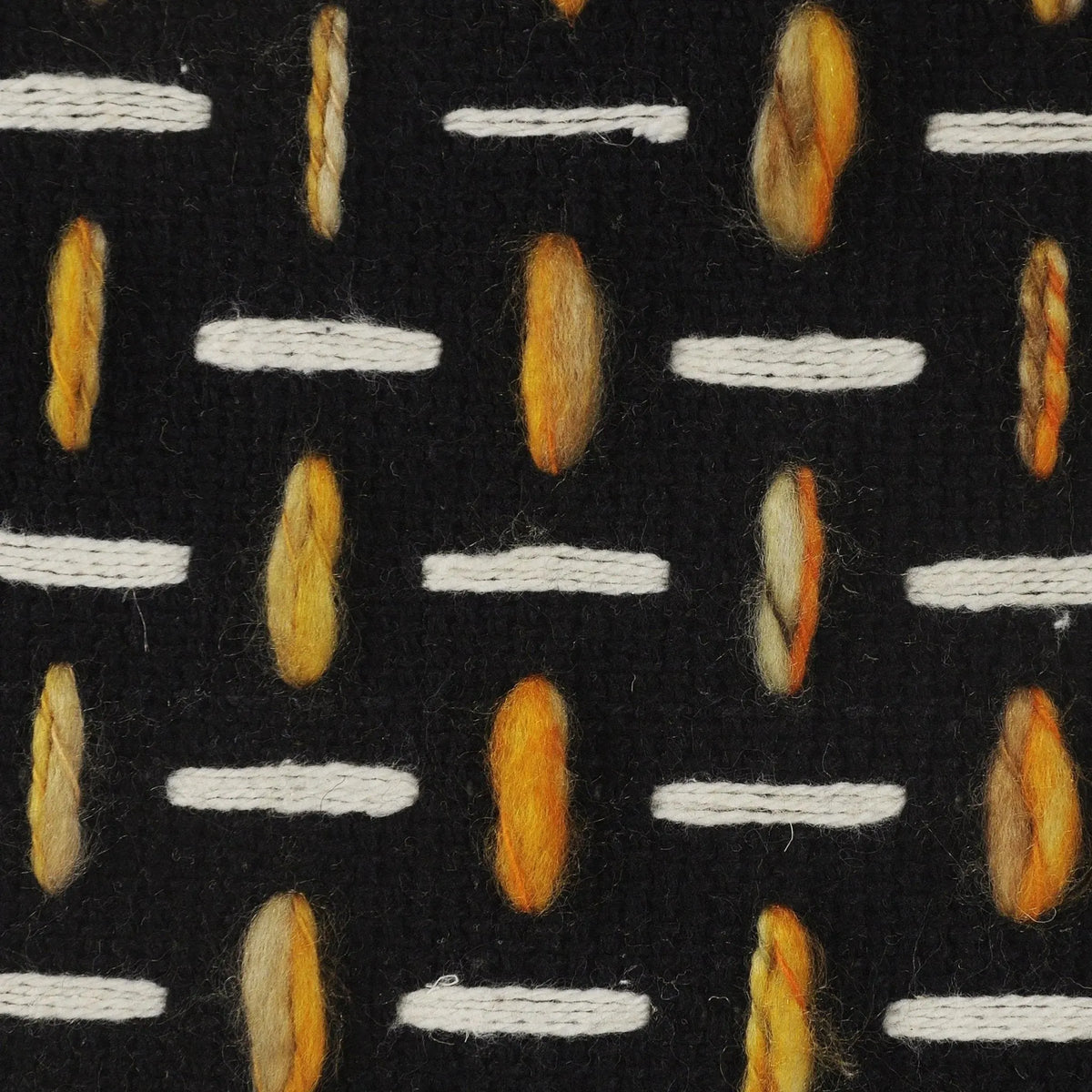 Flat Weave Lr34023 Black/Gold Pouf