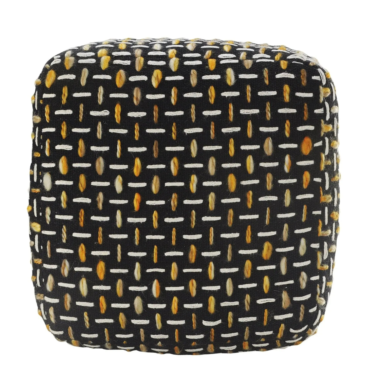 Flat Weave Lr34023 Black/Gold Pouf