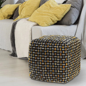 Flat Weave Lr34023 Black/Gold Pouf