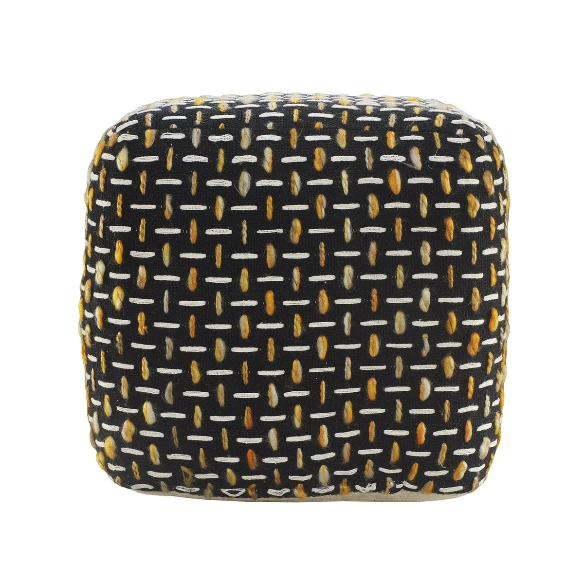 Flat Weave Lr34023 Black/Gold Pouf