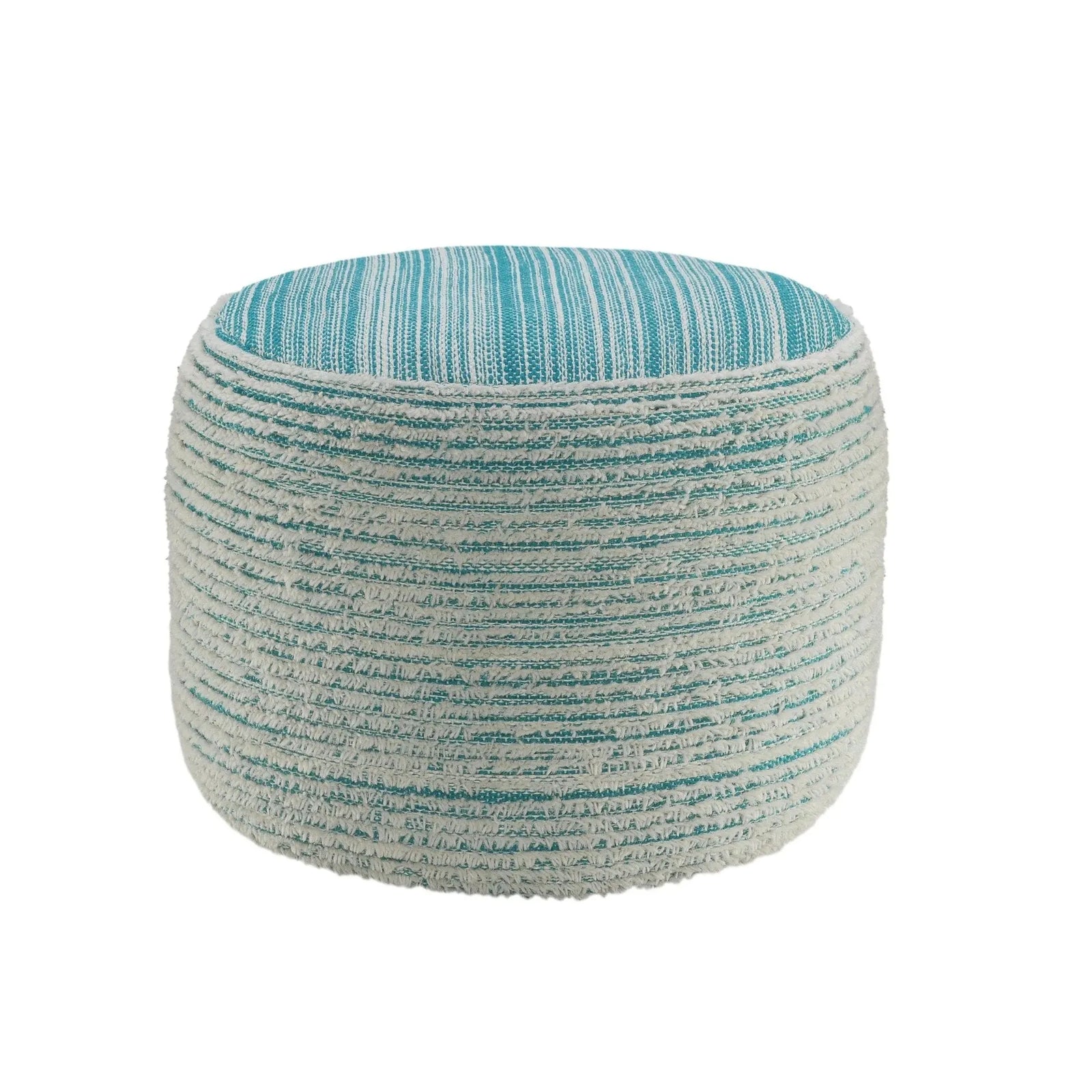 Flat Weave Lr34024 Aqua/White Pouf