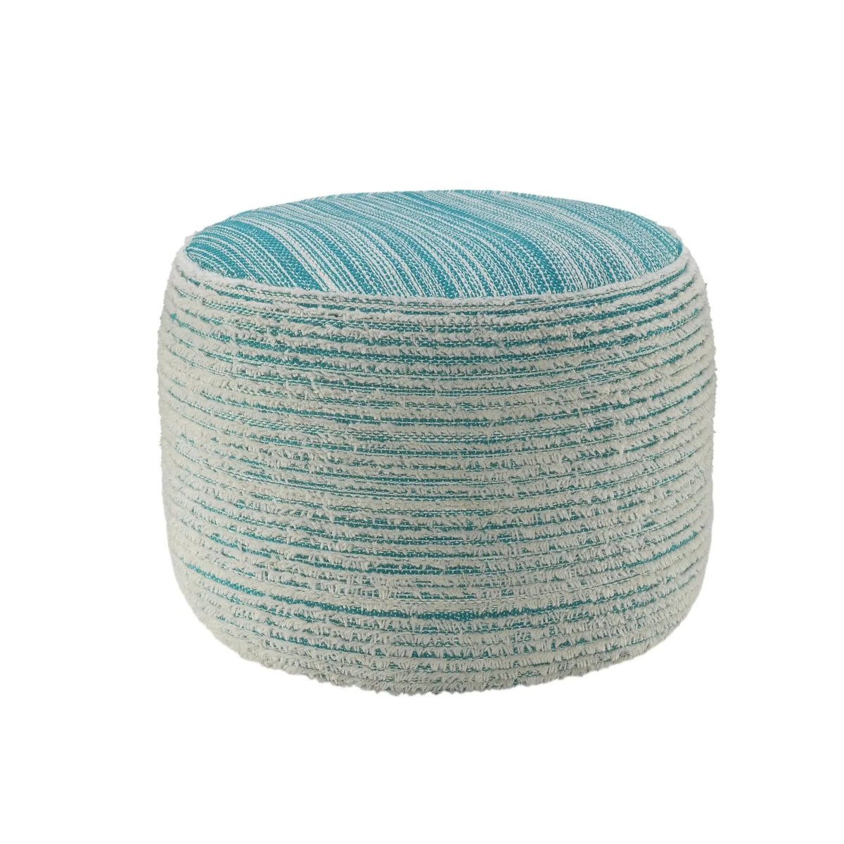 Flat Weave Lr34024 Aqua/White Pouf