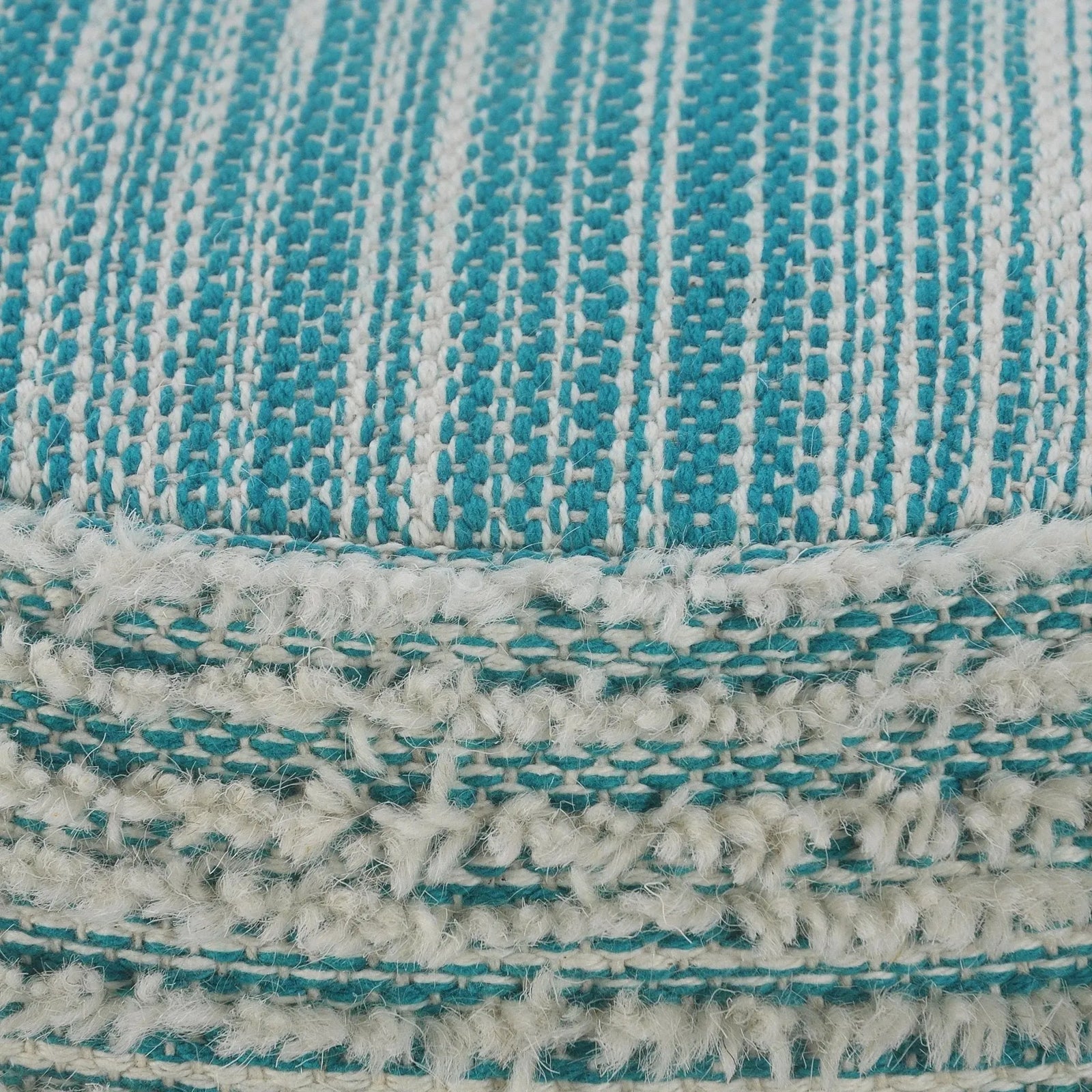 Flat Weave Lr34024 Aqua/White Pouf