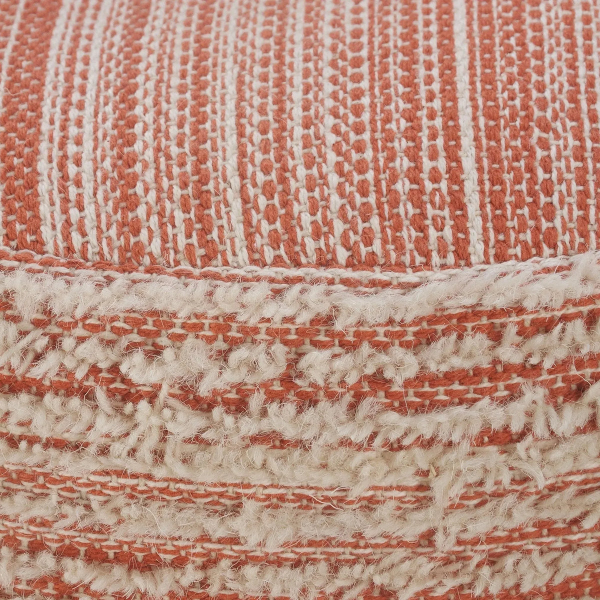 Flat Weave Lr34025 Coral/White Pouf