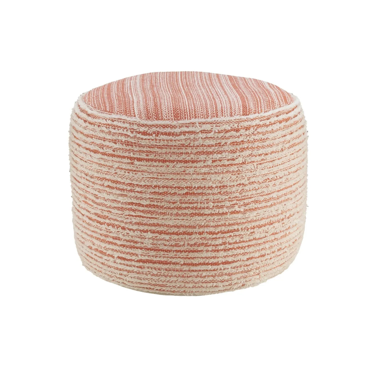 Flat Weave Lr34025 Coral/White Pouf