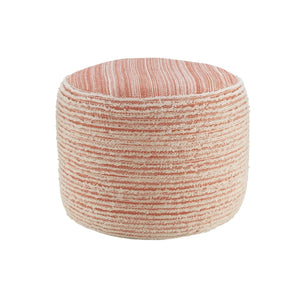 Flat Weave Lr34025 Coral/White Pouf