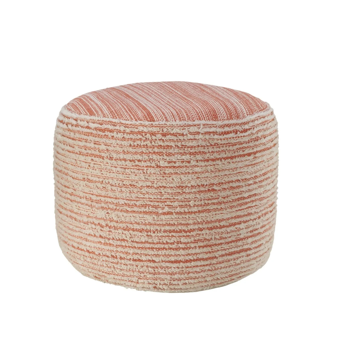Flat Weave Lr34025 Coral/White Pouf