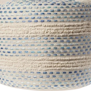 Flat Weave Lr99766 Blue/Cream Pouf