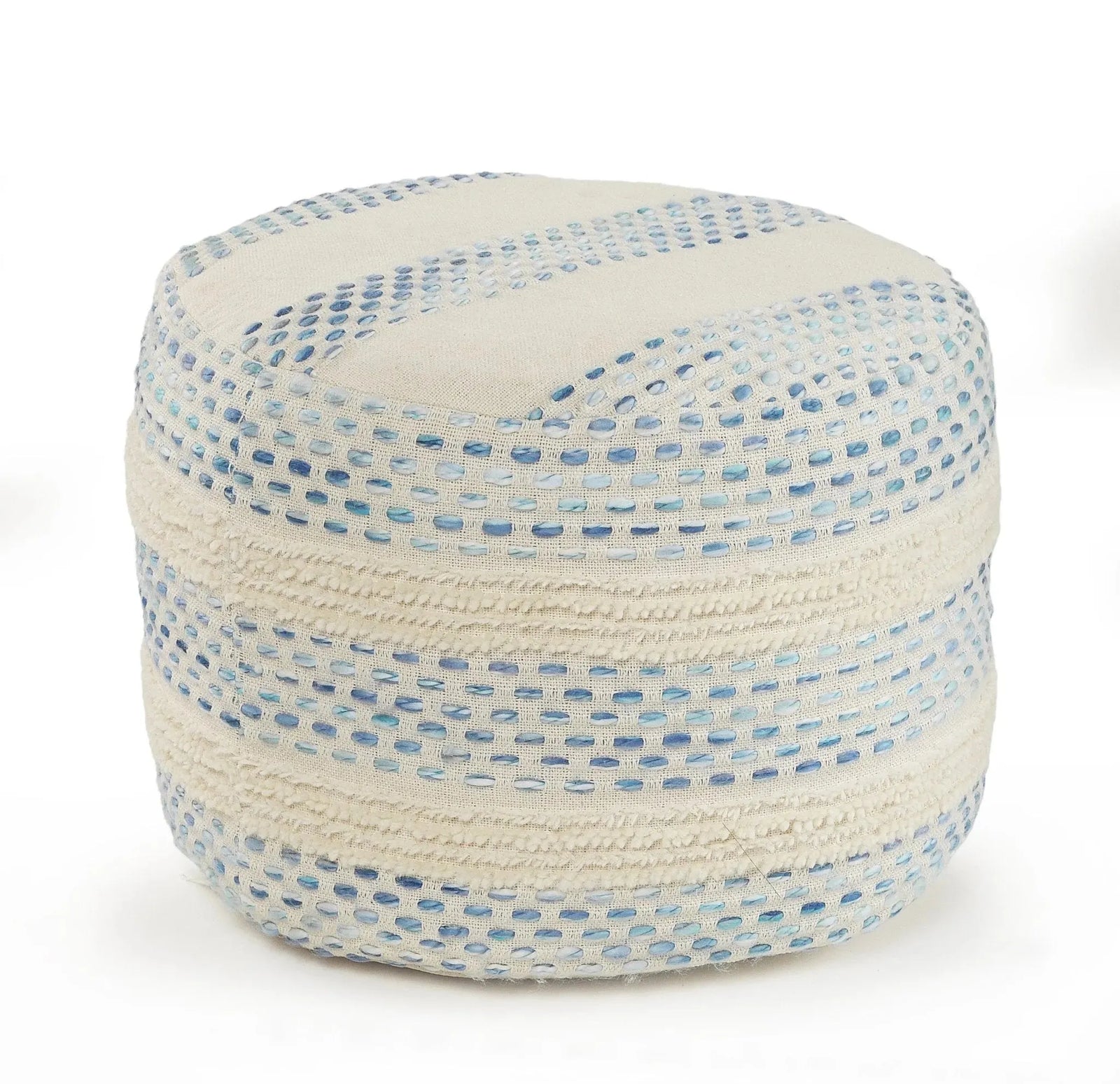 Flat Weave Lr99766 Blue/Cream Pouf