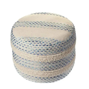 Flat Weave Lr99766 Blue/Cream Pouf