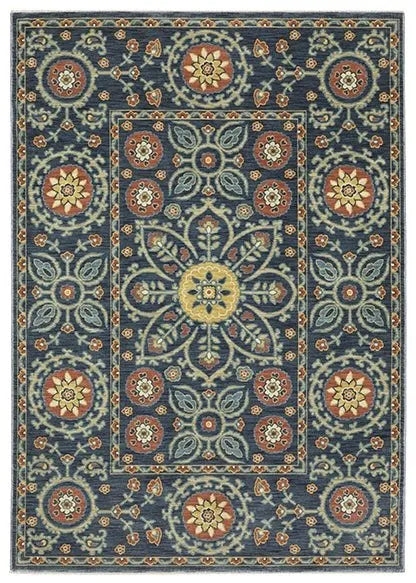 Francesca FR11B Blue/Rust Rug