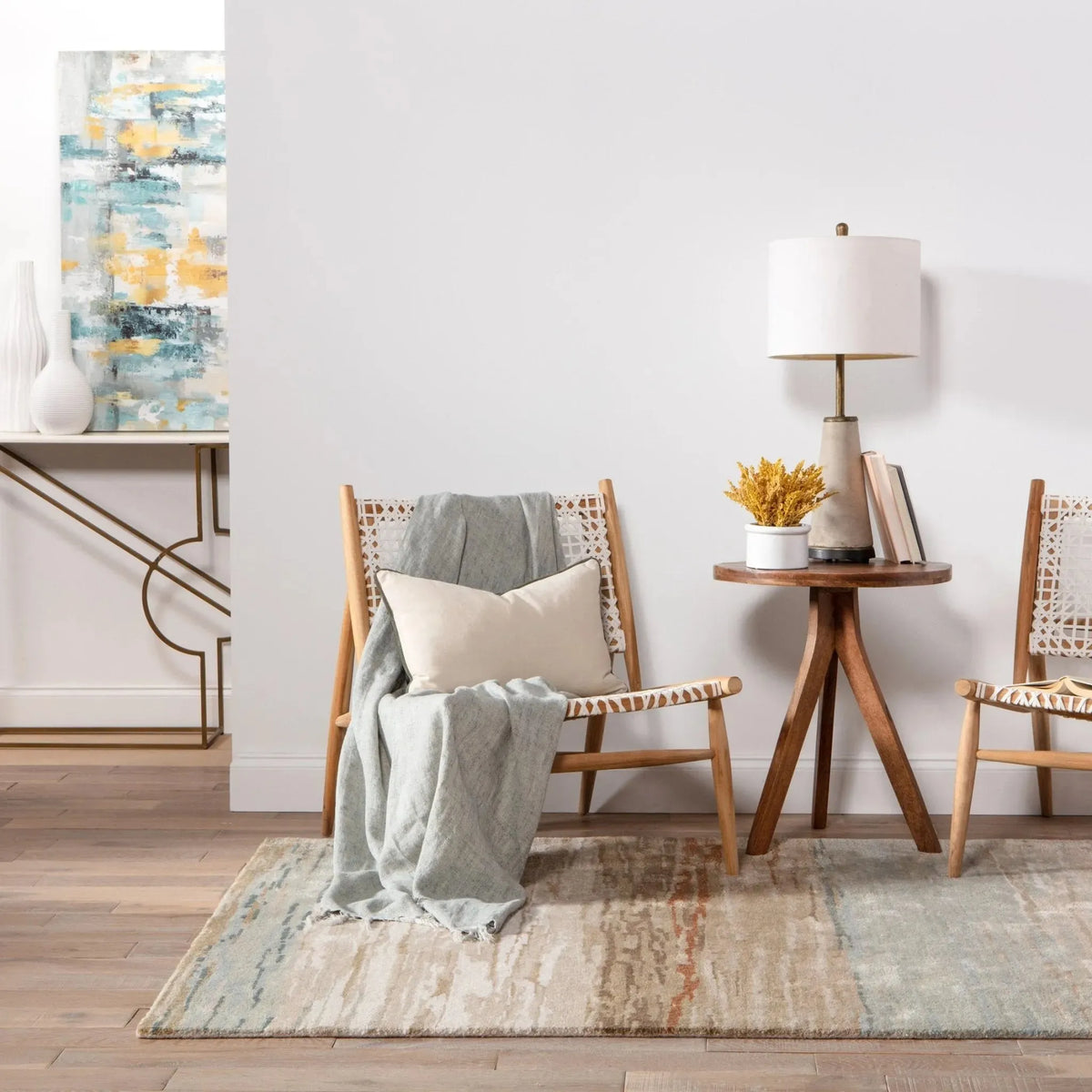 Genesis Ges39 Mondrian Tan/Light Gray Rug