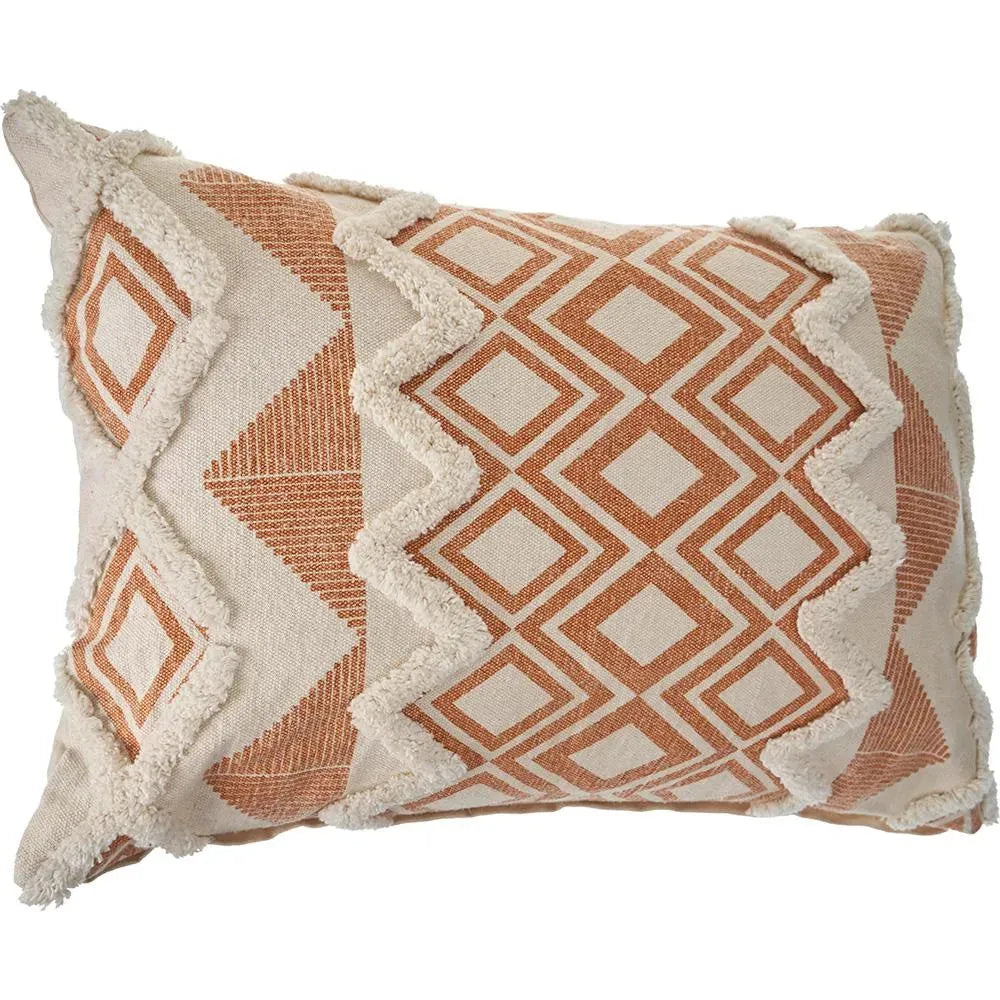 Geometric Burnt Orange and Cream LR07440 Throw Pillow