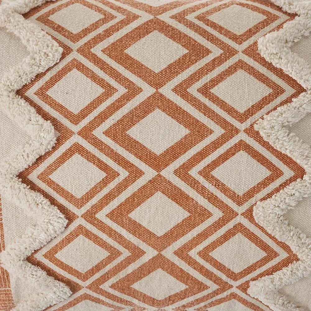 Geometric Burnt Orange and Cream LR07440 Throw Pillow