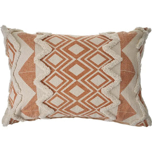 Geometric Burnt Orange and Cream LR07440 Throw Pillow