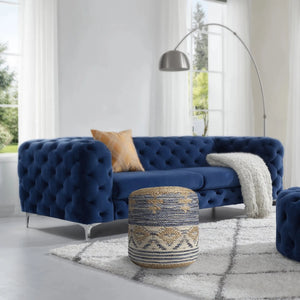 Geometric Natural Jute LR99756 Pouf