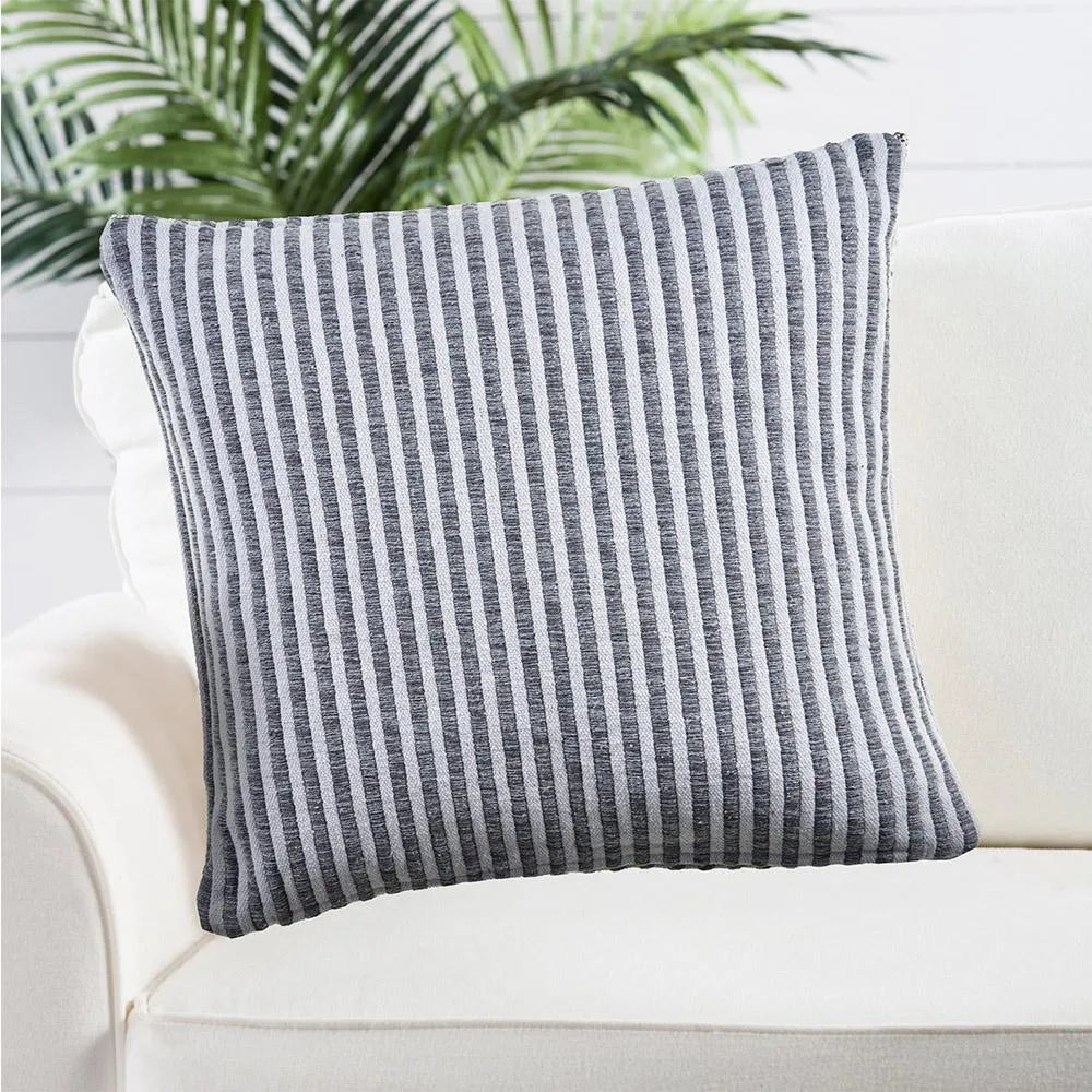 Gray and Cream Striped LR04651 Throw Pillow