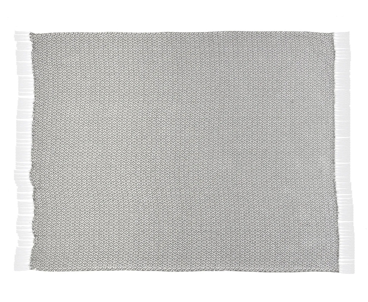 Gray and Ivory Diamonds Fringe  LR80180 Throw Blanket