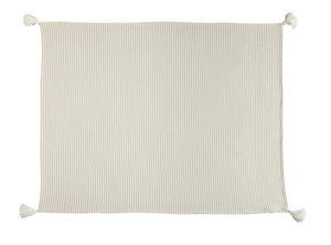 Gray and Ivory Striped Tasseled LR80178 Throw Blanket