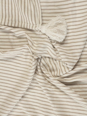 Gray and Ivory Striped Tasseled LR80178 Throw Blanket
