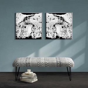 Gray and White Floral LR99732 Indoor Bench