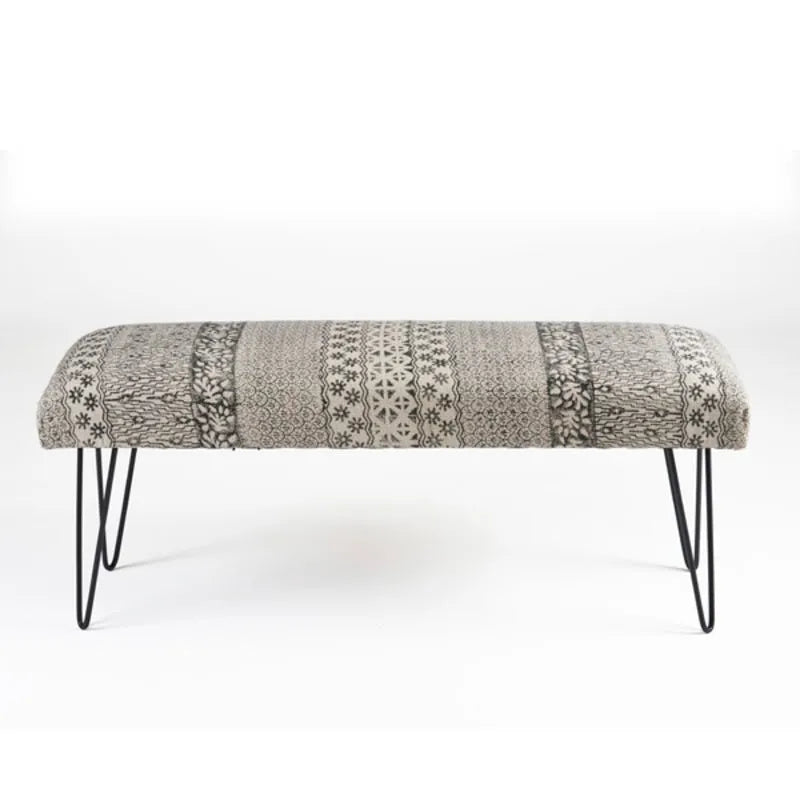 Gray and White Floral LR99732 Indoor Bench
