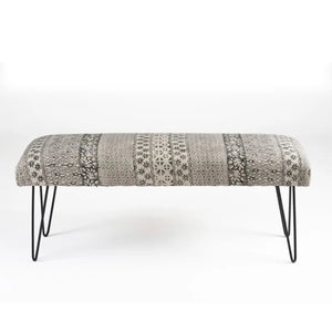 Gray and White Floral LR99732 Indoor Bench