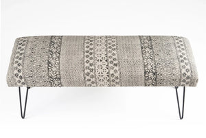 Gray and White Floral LR99732 Indoor Bench