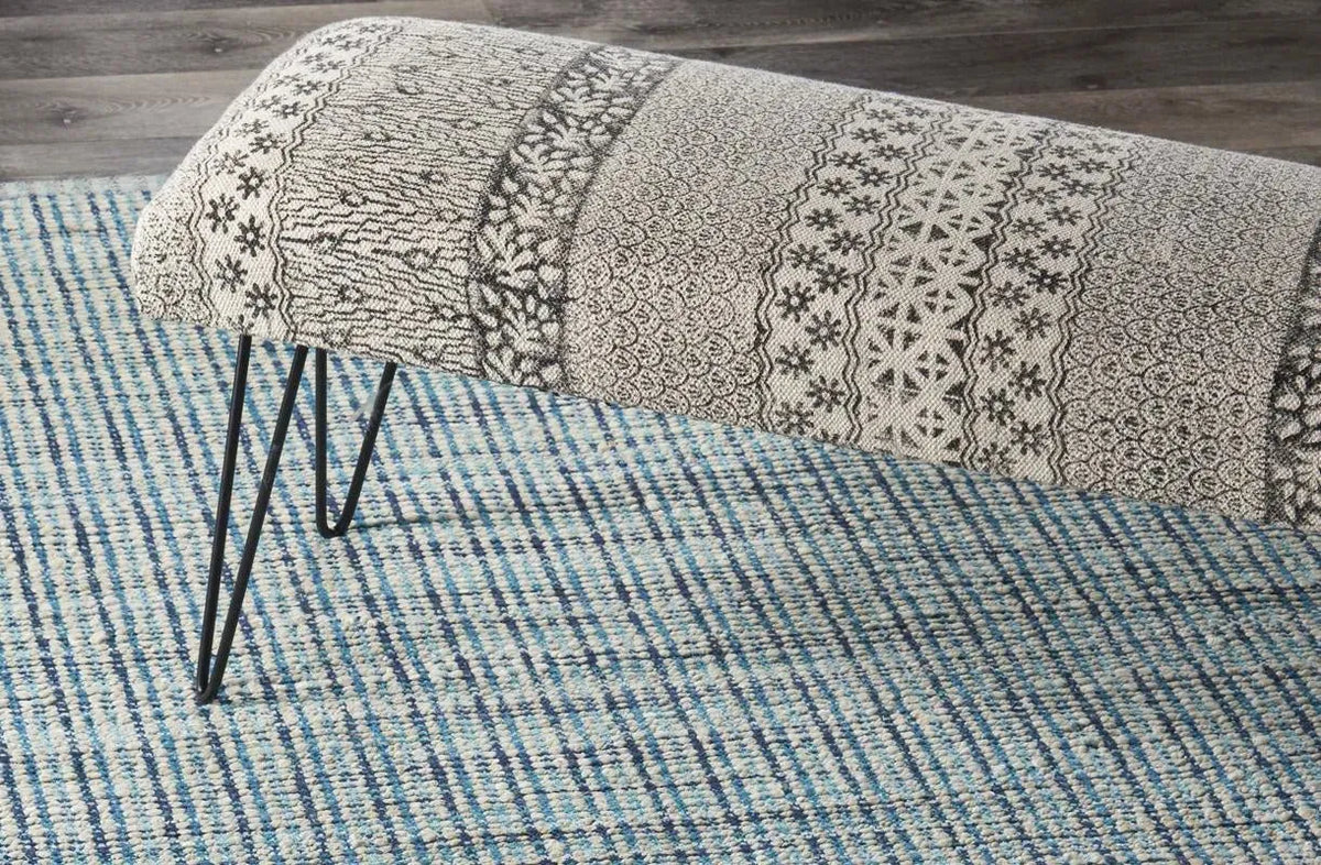 Gray and White Floral LR99732 Indoor Bench