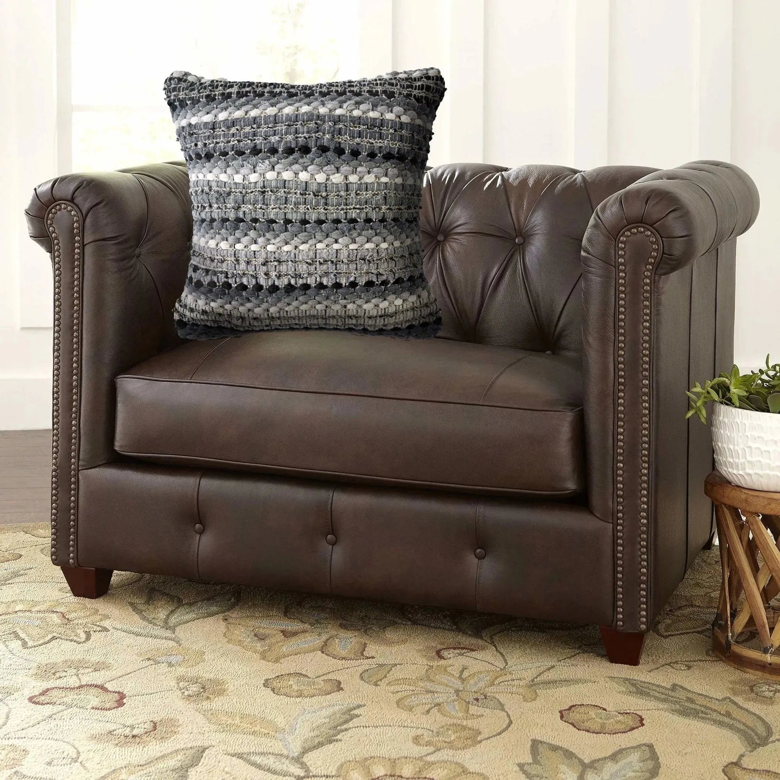 Grayscale Weave LR07358 Throw Pillow