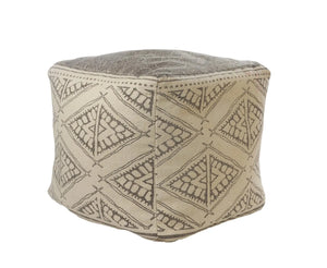 Handmade Lr99770 Beige/Gray Pouf